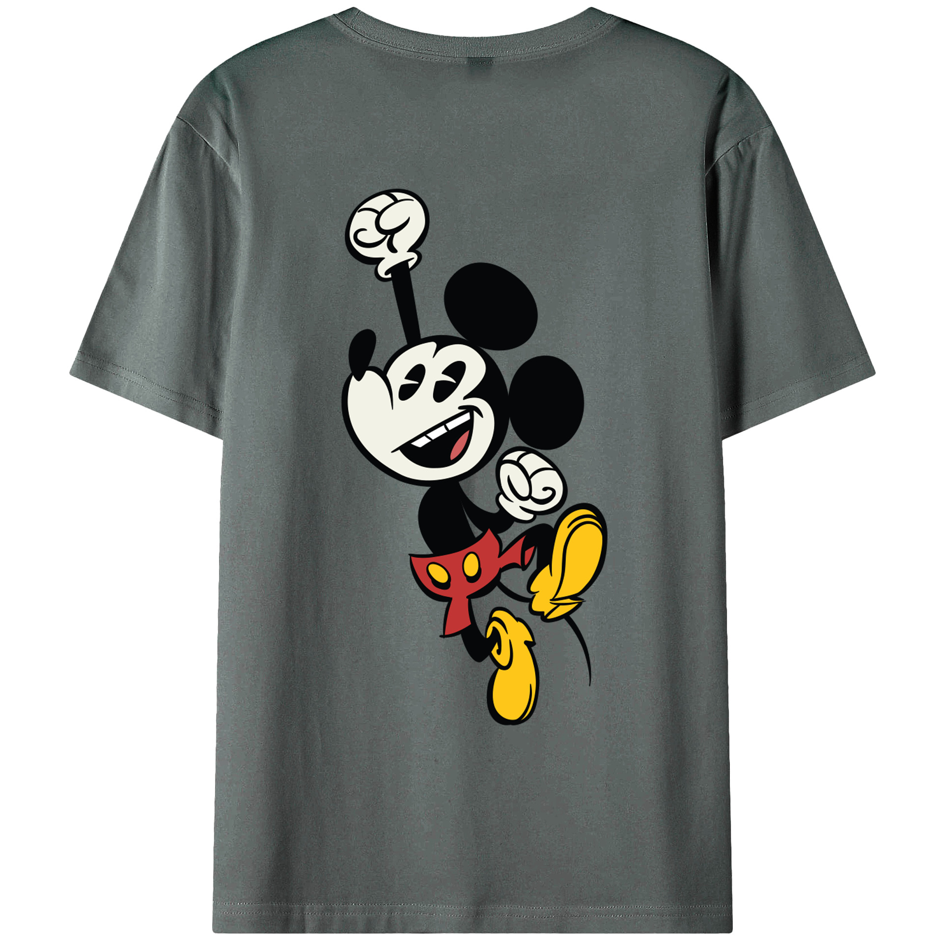 ミッキーマウス Mickey Mouse 綿100％ メンズ半袖Tシャツ（バックプリント） 通気性